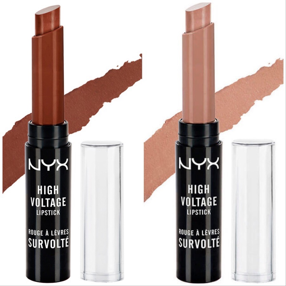 Nyx High Voltage Lipstick in Dirty Talk and Stone